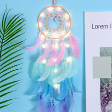 Load image into Gallery viewer, Wall Dreamcatcher  Led Handmade Feather Dream Catcher Braided Wind Chimes Art For Dreamcatcher Hanging Car Home Decoration