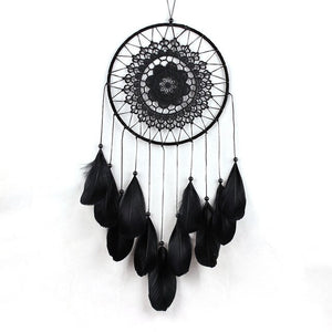 Girl Heart Dream Catcher National Feather Ornaments Lace Ribbons Feathers Wrapped Lights Dreamcatcher