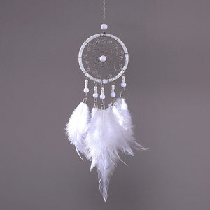 Girl Heart Dream Catcher National Feather Ornaments Lace Ribbons Feathers Wrapped Lights Dreamcatcher