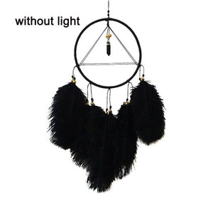 Girl Heart Dream Catcher National Feather Ornaments Lace Ribbons Feathers Wrapped Lights Dreamcatcher