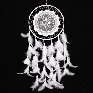 Girl Heart Dream Catcher National Feather Ornaments Lace Ribbons Feathers Wrapped Lights Dreamcatcher